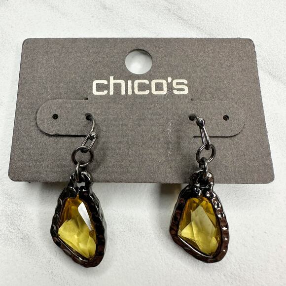 Chico's Amy Drop Rhinestone Earrings Pierced Pair - Picture 1 of 10